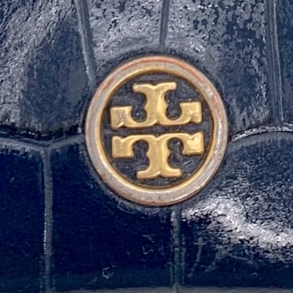 Tory Burch Parker Embossed Foldable Card Case Navy Professional Quite Luxury - Picture 9 of 9